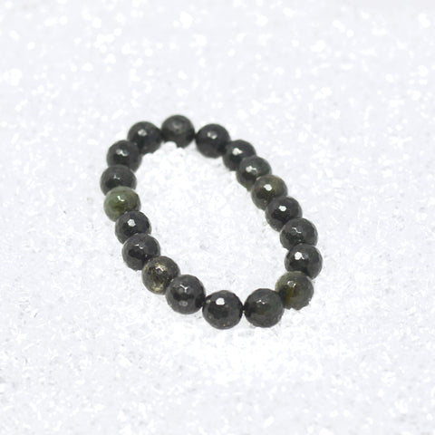 Green Rutilated Quartz with Pyrite Faceted 10mm Bracelet